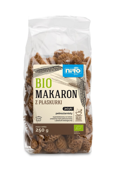 Makaron (z płaskurki razowy) jeżyki BIO 250 g - NIRO