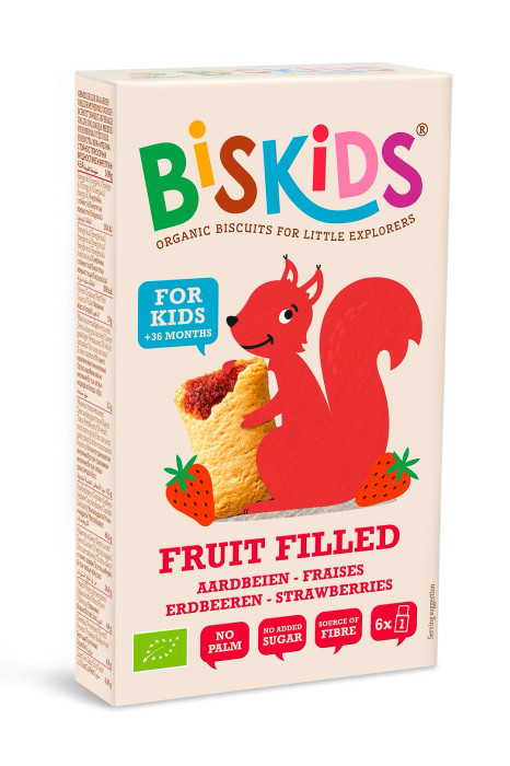 Ciasteczka z nadzieniem truskawkowym od 3 roku BIO 120 g - BISKIDS