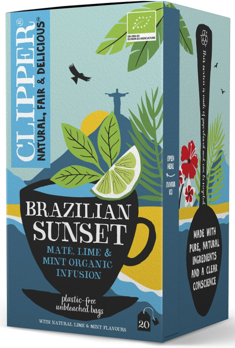 Herbatka yerba mate z miętą i limonką (brazilian sunset) BIO (20 x 2 g) 40 g - CLIPPER