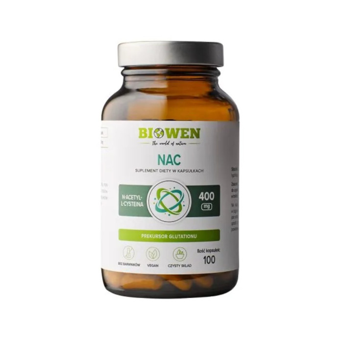 Nac (n-acetylo-l-cysteina) (400 mg) bezglutenowa 100 kapsułek - BIOWEN