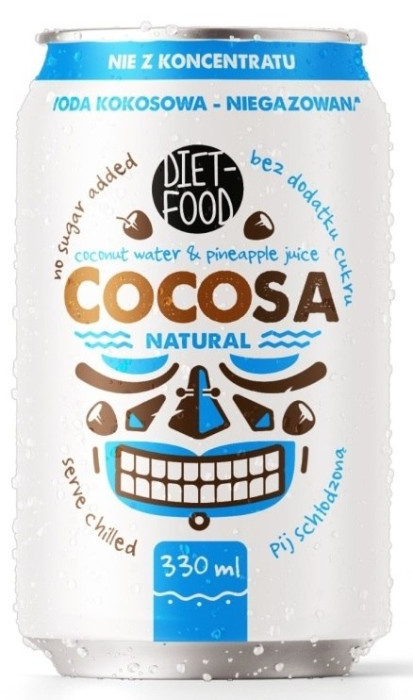 Woda kokosowa naturalna niegazowana 330 ml - DIET-FOOD (COCOSA)