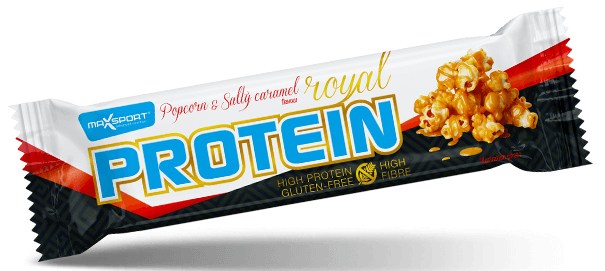 Baton proteinowy o smaku słonego karmelu i popcornu w polewie karmelowej bezglutenowy 60 g - MAXSPORT