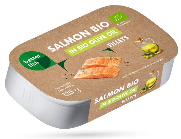 Łosoś atlantycki w oliwie z oliwek extra virgin BIO 125 g - BETTER FISH