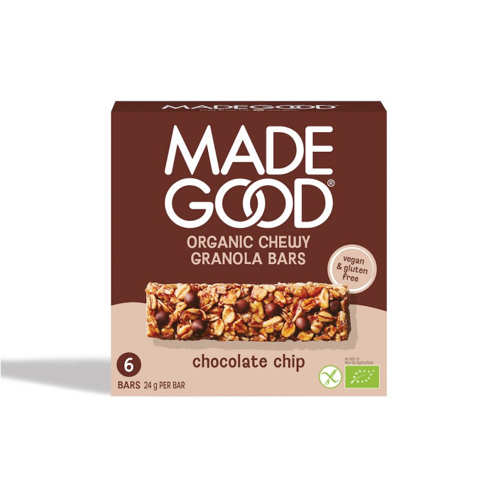 Batoniki granola crunchy z czekoladą bezglutenowe BIO (6 x 24 g) 144 g - MADEGOOD