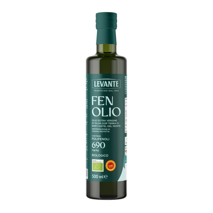 Oliwa z oliwek extra virgin wysokopolifenolowa fenolio pdo terra di bari castel del monte BIO 500 ml - LEVANTE