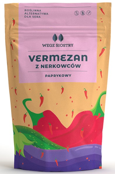 Wegańska alternatywa sera twardego tartego z orzechów nerkowca z papryką wędzoną bezglutenowa 90 g - WEGE SIOSTRY