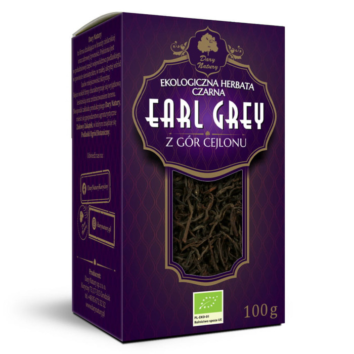 Herbata czarna liściasta earl grey BIO 100 g - DARY NATURY