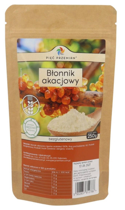Błonnik akacjowy bezglutenowy 250 g - PIĘĆ PRZEMIAN