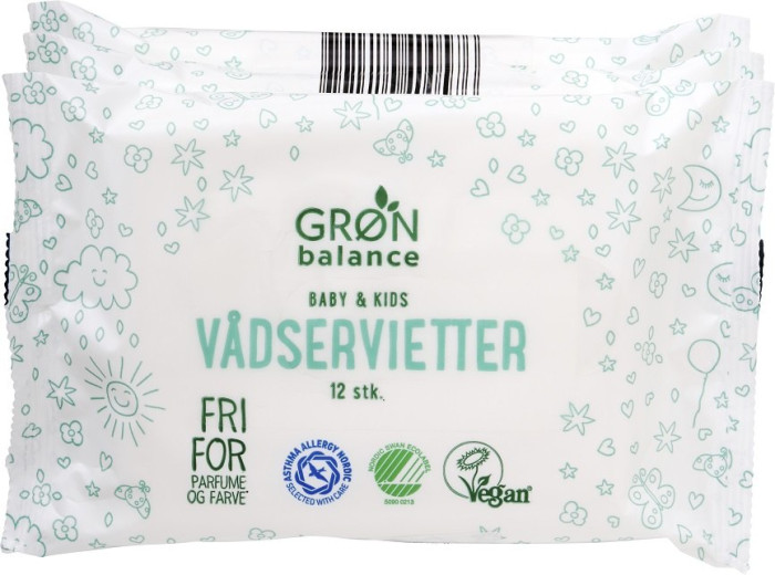 Chusteczki nawilżane podróżne dla dzieci eco 3 x 12 szt. - GRON BALANCE