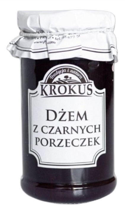 Dżem z czarnych porzeczek o obniżonej zawartości cukru bezglutenowy 235 g - KROKUS