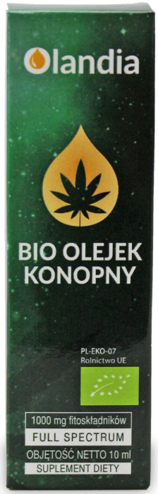 Olejek konopny 10 % (1000 mg fitoskładników) BIO 10 ml - OLANDIA