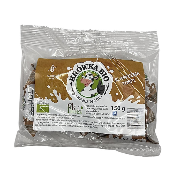 Krówki klasyczne o smaku toffi bezglutenowe BIO 150 g - EKOFLORKA
