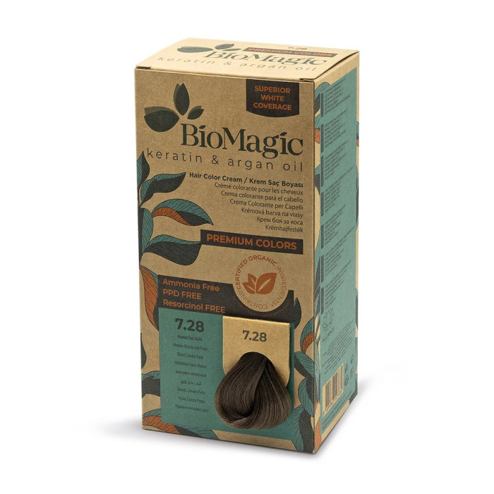 Farba do włosów popielato perłowy średni blond (7.28) 170 ml - BIOMAGIC