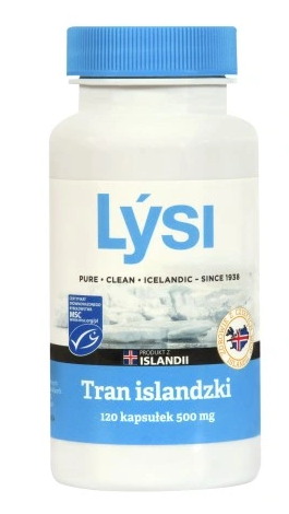 Tran islandzki msc omega-3 (500 mg) 120 kapsułek - LYSI