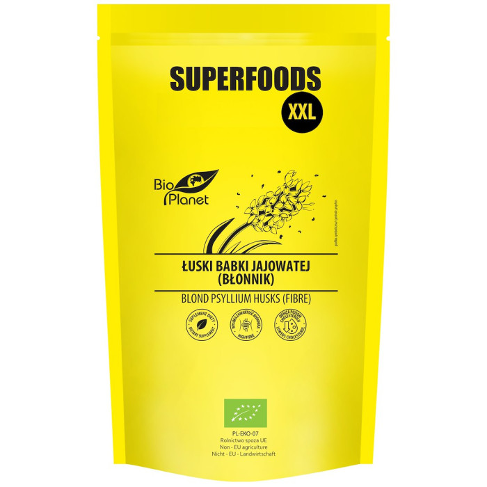 Łuski babki jajowatej (błonnik) BIO 400 g - BIO PLANET SUPERFOODS