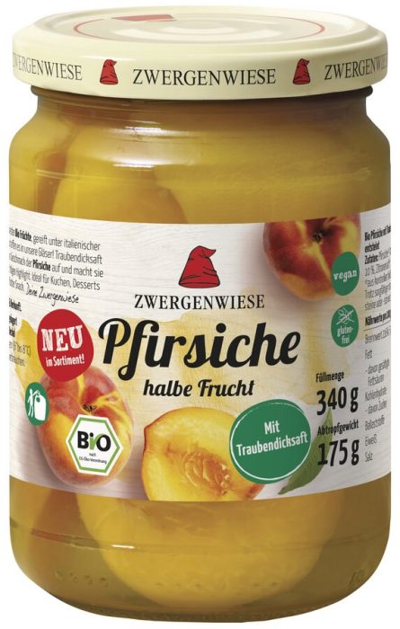 Brzoskwinie połówki w lekkim syropie bezglutenowe BIO 340 g (175 g) (SŁOIK) - ZWERGENWIESE