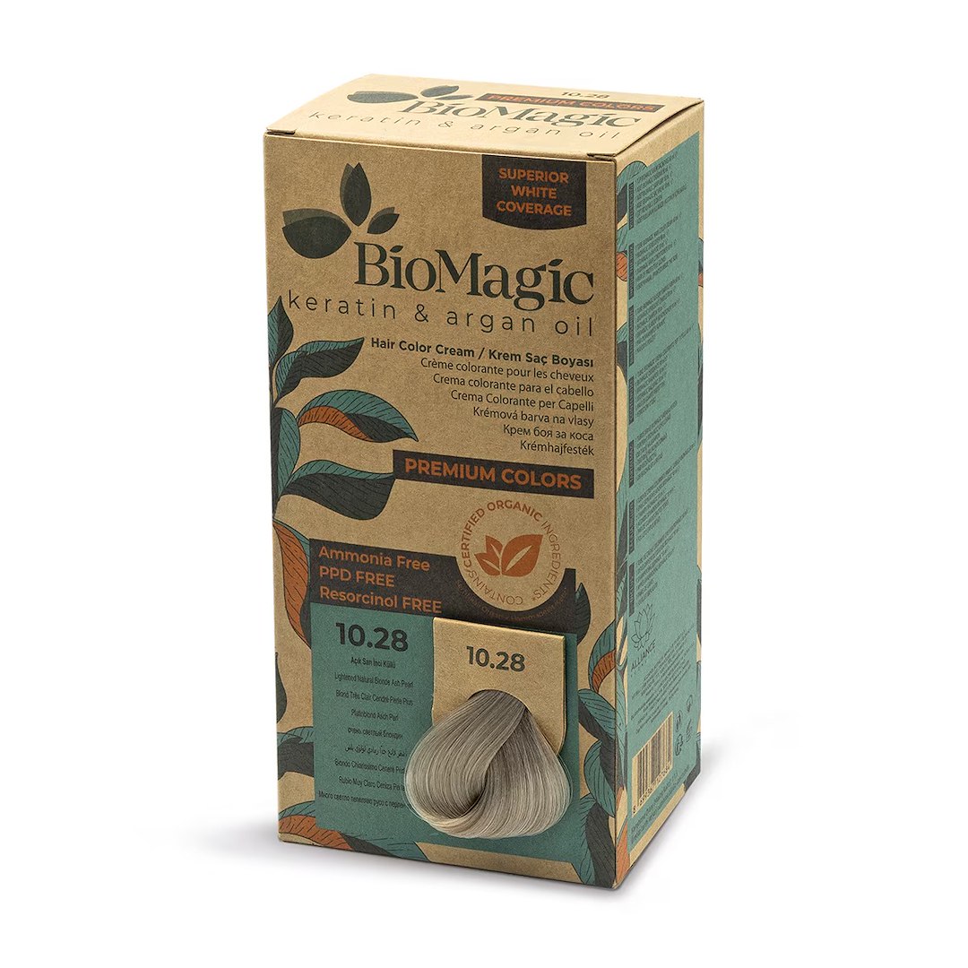 Farba do włosów popielato perłowy jasny naturalny blond (10.28) 170 ml - BIOMAGIC