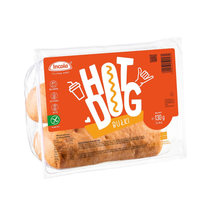 Bułki do hot-dogów bezglutenowe (2 szt.) 130 g - INCOLA