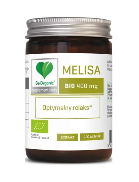 Melisa ekstrakt BIO (400 mg) 100 TABLETEK - BE ORGANIC