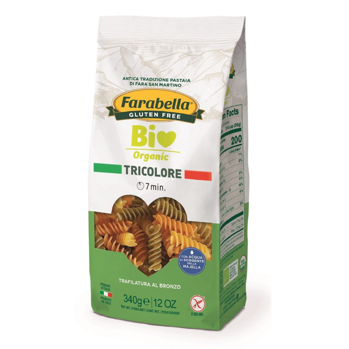 Makaron (kukurydziano - ryżowy trójkolorowy) świderki bezglutenowy BIO 340 g - FARABELLA