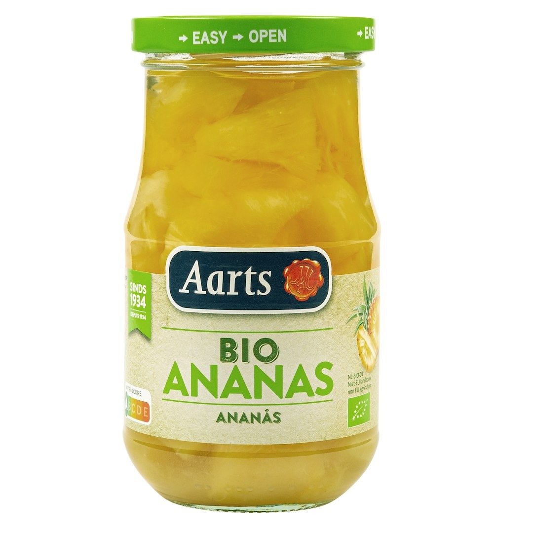 Ananas kawałki w lekkim syropie BIO 350 g (190 g) (SŁOIK) - AARTS