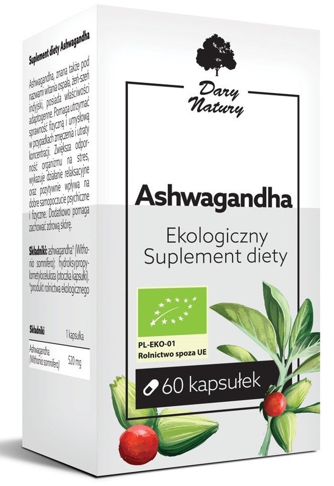 Ashwagandha BIO (520 mg) 60 KAPSUŁEK - DARY NATURY