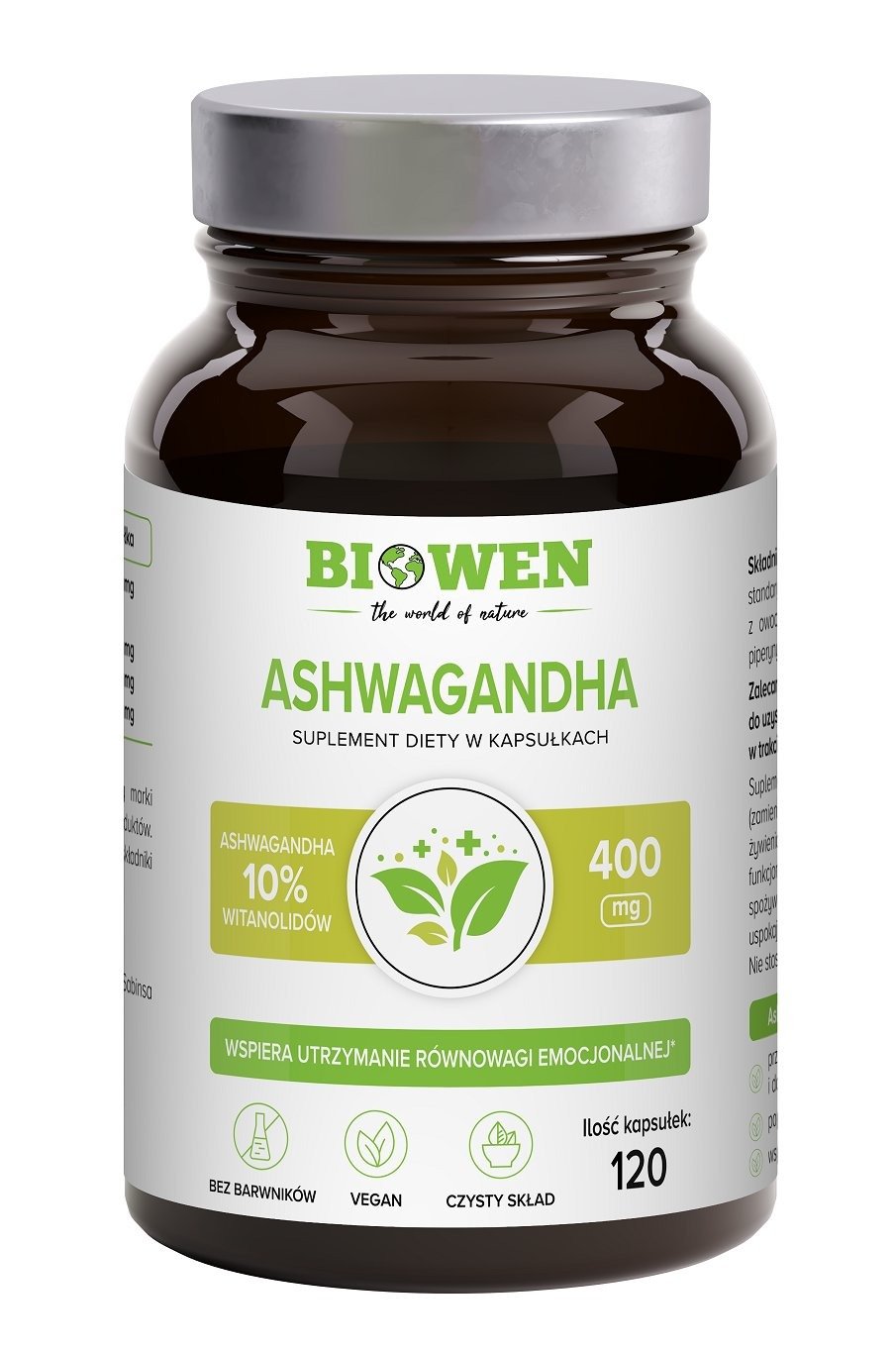 Ashwagandha ekstrakt (400 mg) 120 kapsułek - BIOWEN