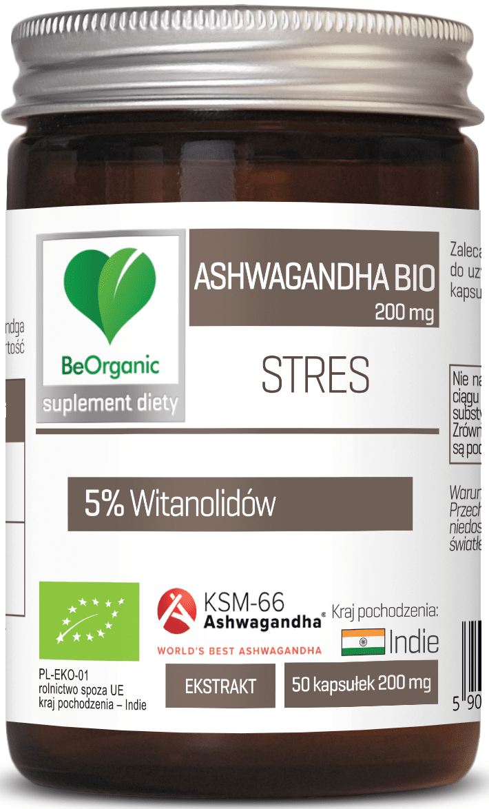 Ashwagandha ekstrakt BIO (200 mg) 50 KAPSUŁEK - BE ORGANIC
