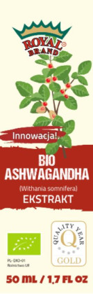 Ashwagandha ekstrakt w kroplach BIO 50 ml - ROYAL BRAND