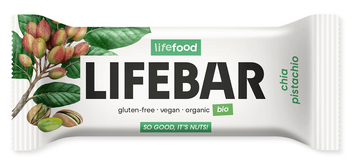 Baton daktylowo - orzechowy z pistacjami i nasionami chia raw bez dodatku cukrów bezglutenowy BIO 40 g - LIFEFOOD