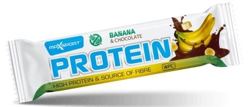 Baton proteinowy bananowy w czekoladzie mlecznej bezglutenowy 50 g - MAXSPORT
