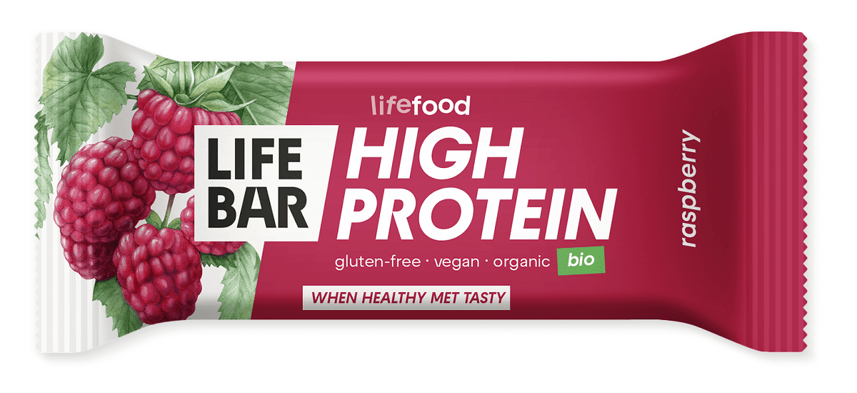 Baton proteinowy z malinami raw bez dodatku cukrów bezglutenowy BIO 40 g - LIFEFOOD