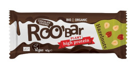 Baton proteinowy z orzechami laskowymi w czekoladzie gorzkiej bezglutenowy BIO 40 g - ROOBAR