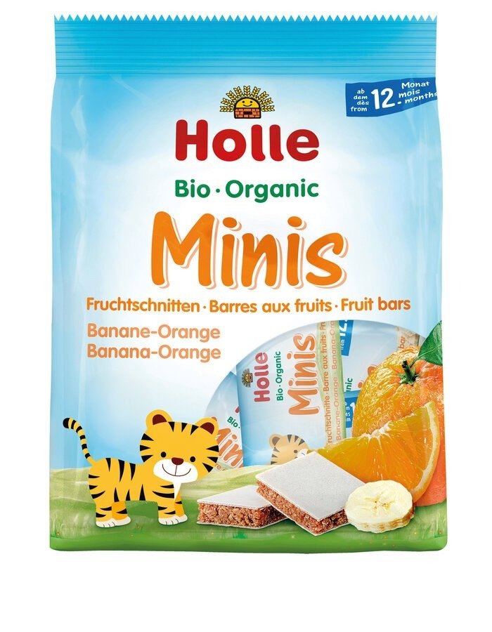 Batoniki mini banan - pomarańcza od 1 roku BIO (8 x 12,5 g) 100 g - HOLLE