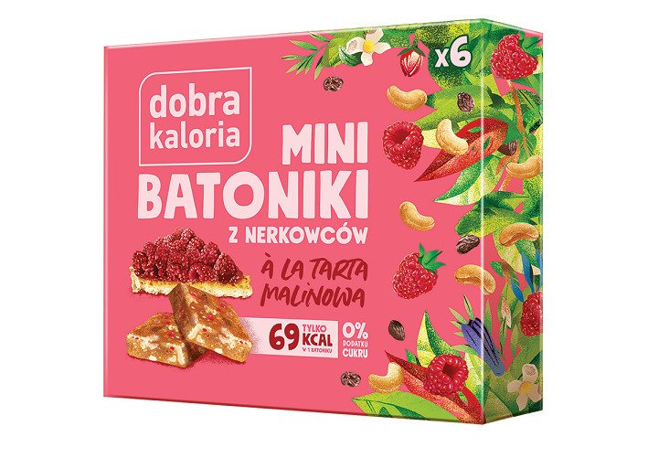 Batoniki mini z nerkowców a'la tarta malinowa (6 x 17 g) 102 g - DOBRA KALORIA