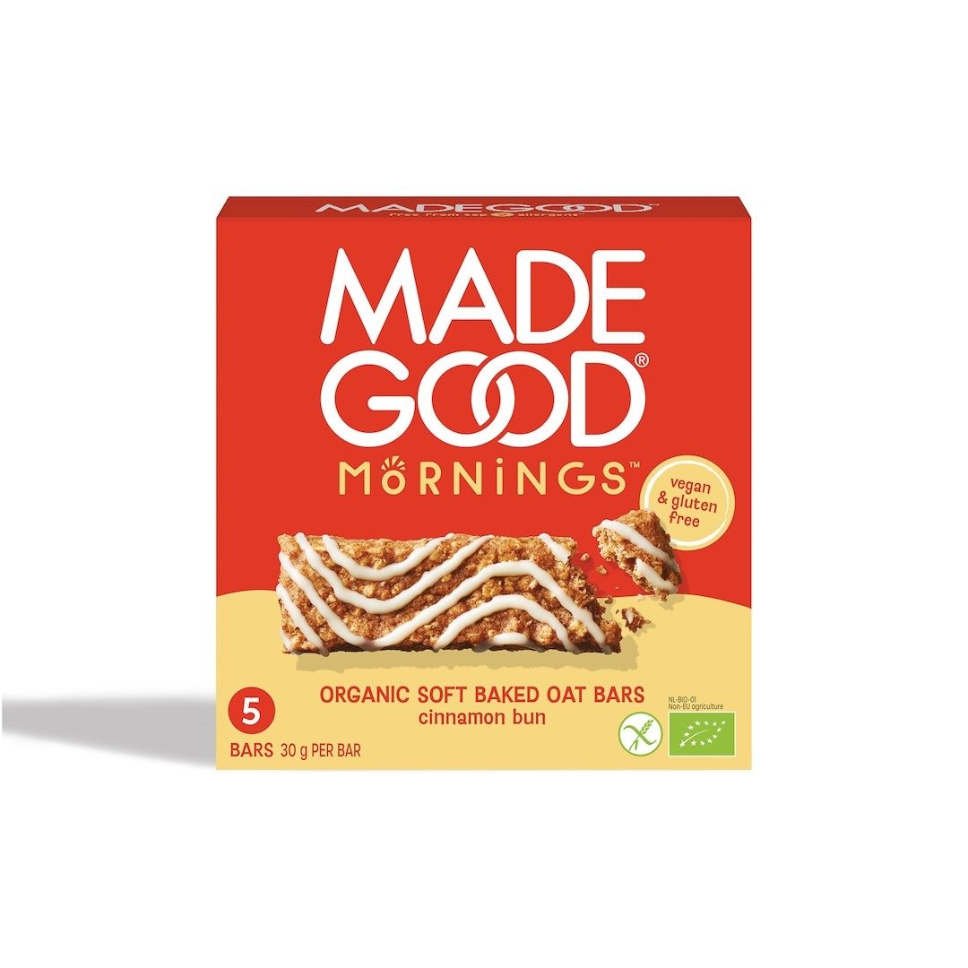 Batony owsiane soft z cynamonem w polewie waniliowej bezglutenowe BIO (5 x 30 g) 150 g - MADEGOOD MORNINGS