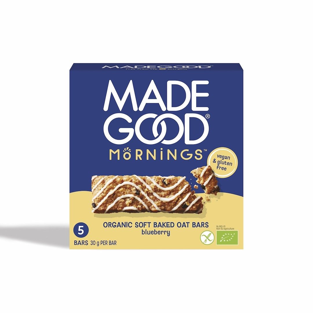 Batony owsiane soft z jagodami w polewie waniliowej bezglutenowe BIO (5 x 30 g) 150 g - MADEGOOD MORNINGS