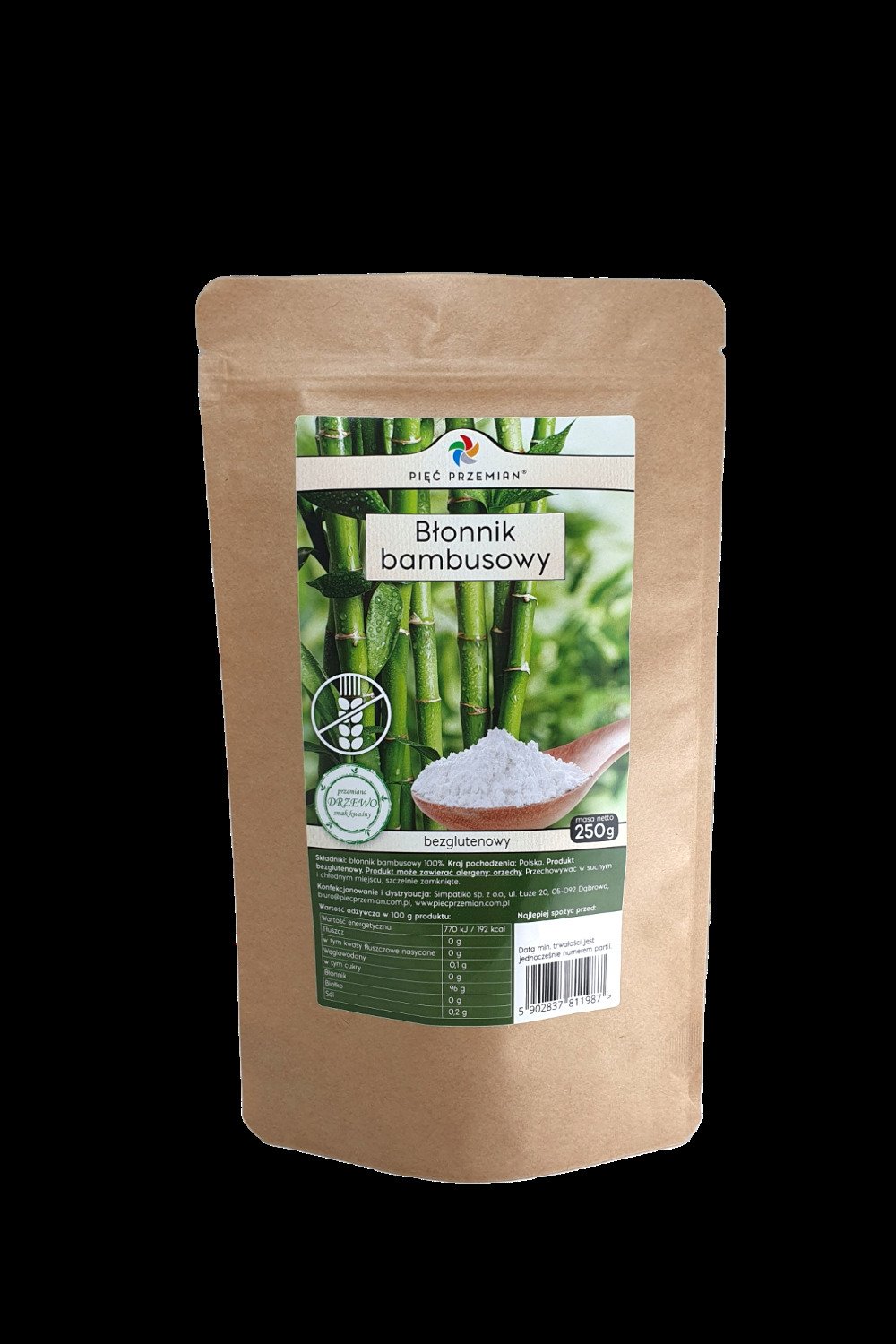 Błonnik bambusowy bezglutenowy 250 g - PIĘĆ PRZEMIAN