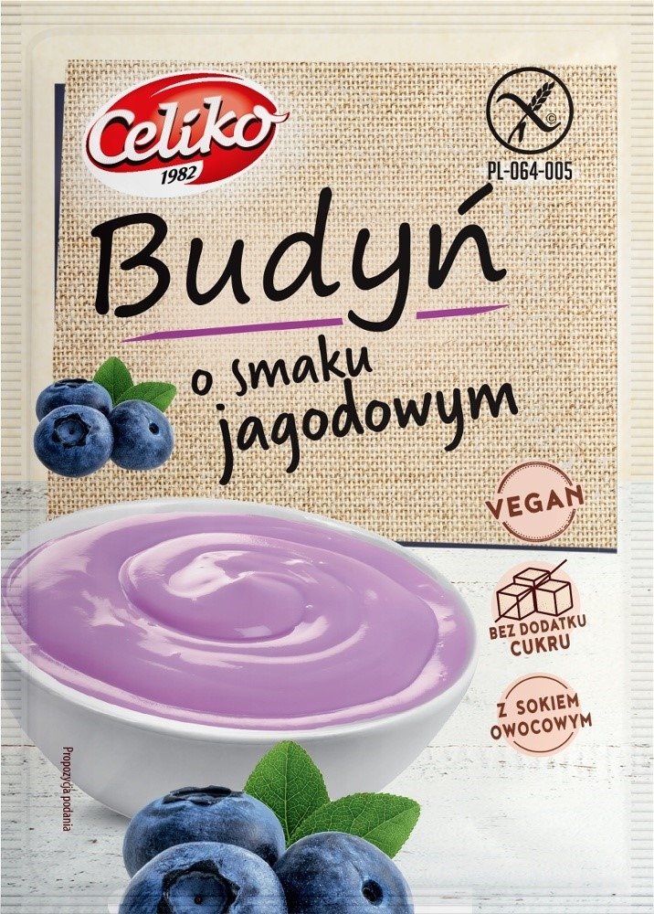 Budyń o smaku jagodowym bezglutenowy 40 g - CELIKO