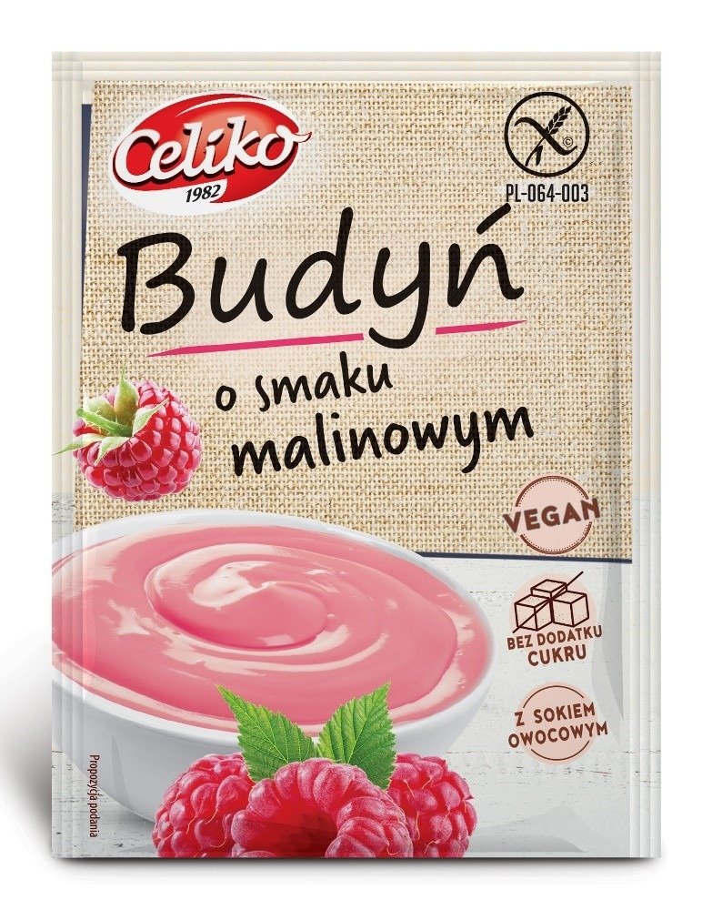 Budyń o smaku malinowym bezglutenowy 40 g - CELIKO