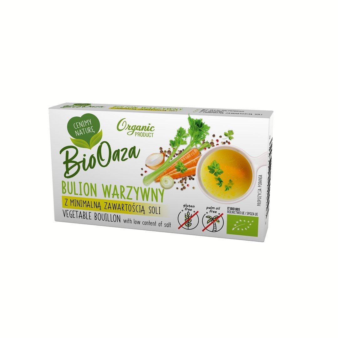 Bulion - kostki warzywne z niską zawartością soli bezglutenowe BIO (6 x 10 g) 60 g - BIOOAZA