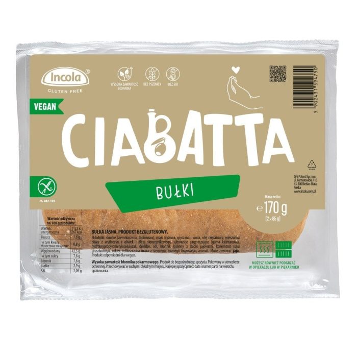 Bułki ciabatta bezglutenowe (2 szt.) 170 g - INCOLA
