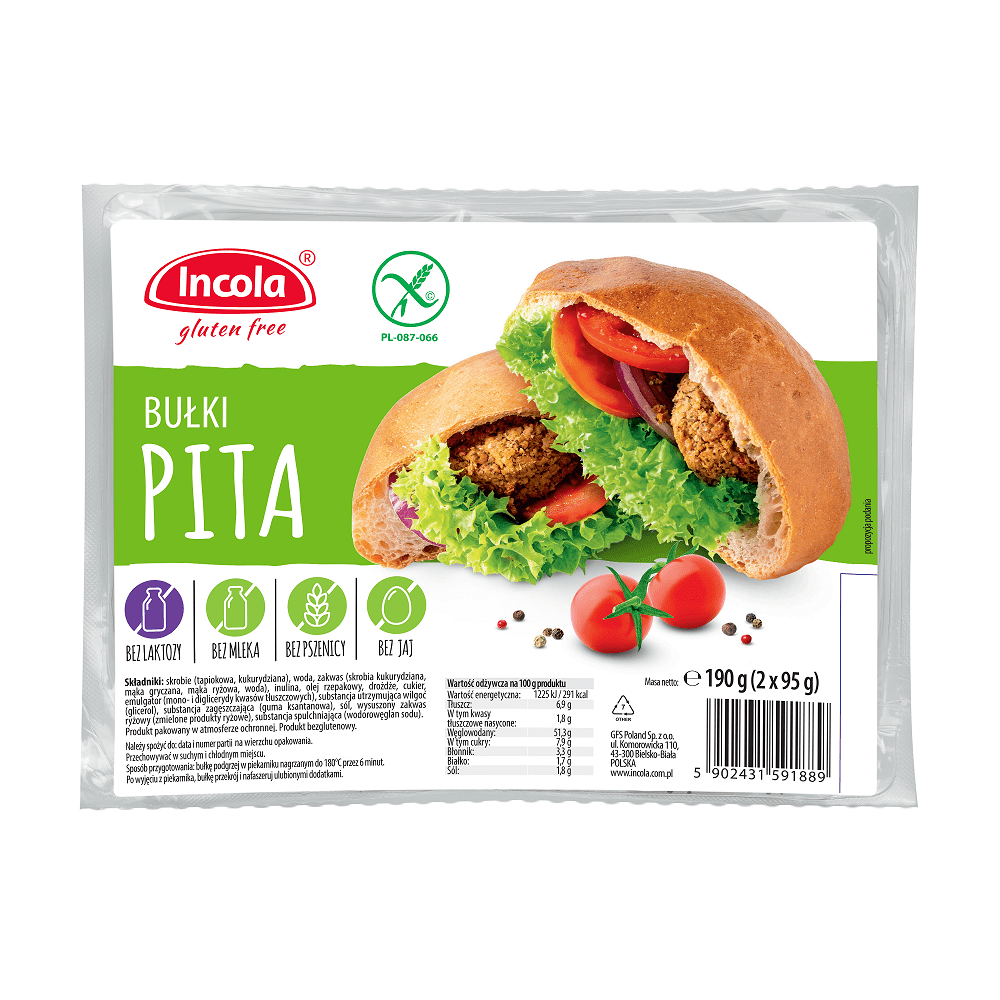 Bułki pita bezglutenowe (2 szt.) 190 g - INCOLA