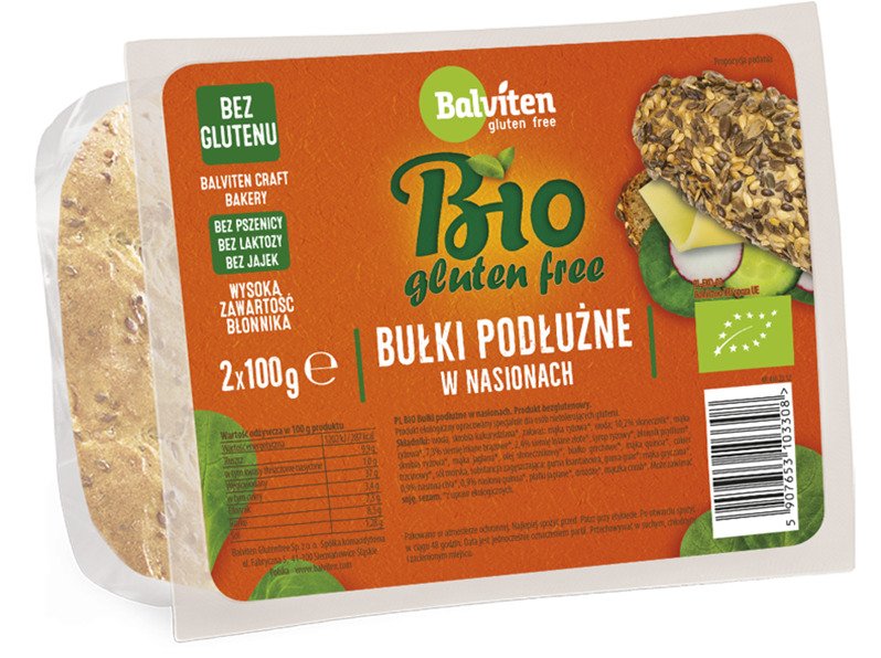 Bułki podłużne w nasionach bezglutenowe BIO (2 x 100 g) 200 g - BALVITEN