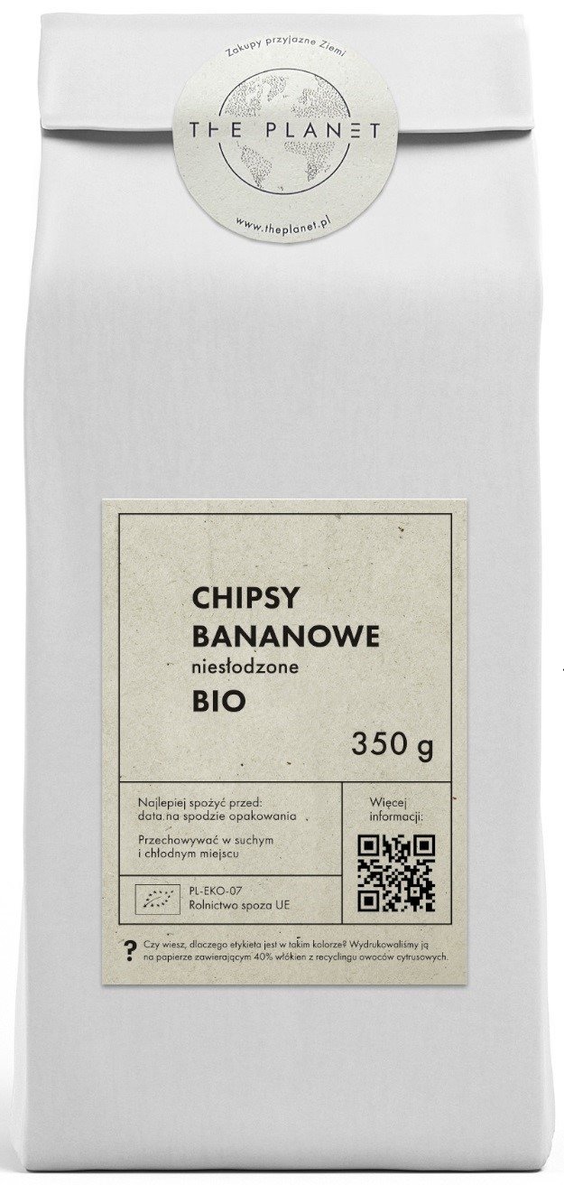 Chipsy bananowe niesłodzone BIO 350 g - THE PLANET