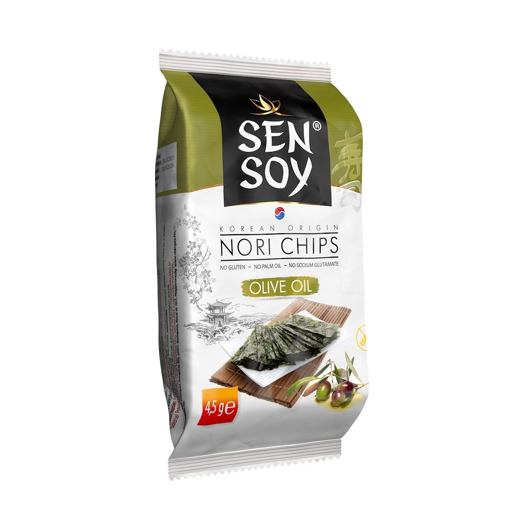 Chipsy nori z oliwą z oliwek bezglutenowe 4,5 g - SEN SOY