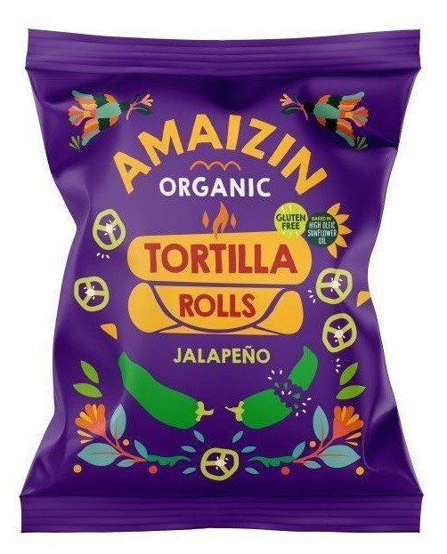 Chipsy tortilla kukurydziane o smaku jalapeno bezglutenowe BIO 100 g - AMAIZIN