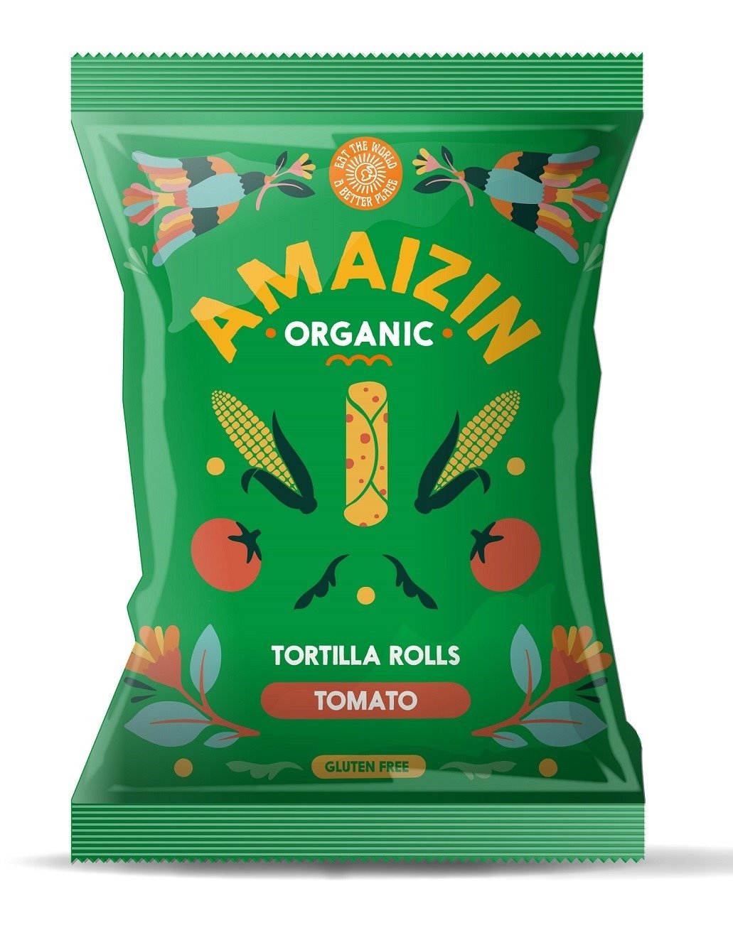 Chipsy tortilla kukurydziane pomidorowe bezglutenowe BIO 100 g - AMAIZIN