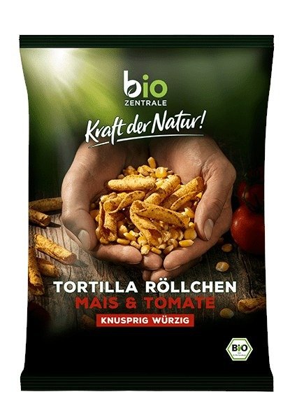 Chipsy tortilla rurka pomidorowe bezglutenowe BIO 125 g - BIO ZENTRALE