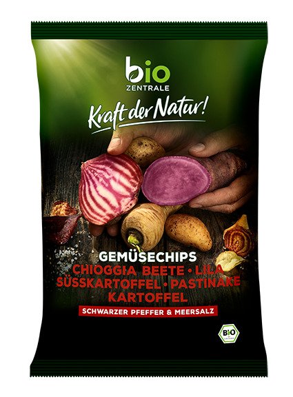 Chipsy warzywne z pieprzem czarnym i solą morską bezglutenowe BIO 80 g - BIO ZENTRALE